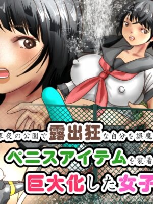 深夜の公園で露出狂な自分を誤魔化す為にペニスアイテムを装着したら巨大化した女子【ぼーぼーず】